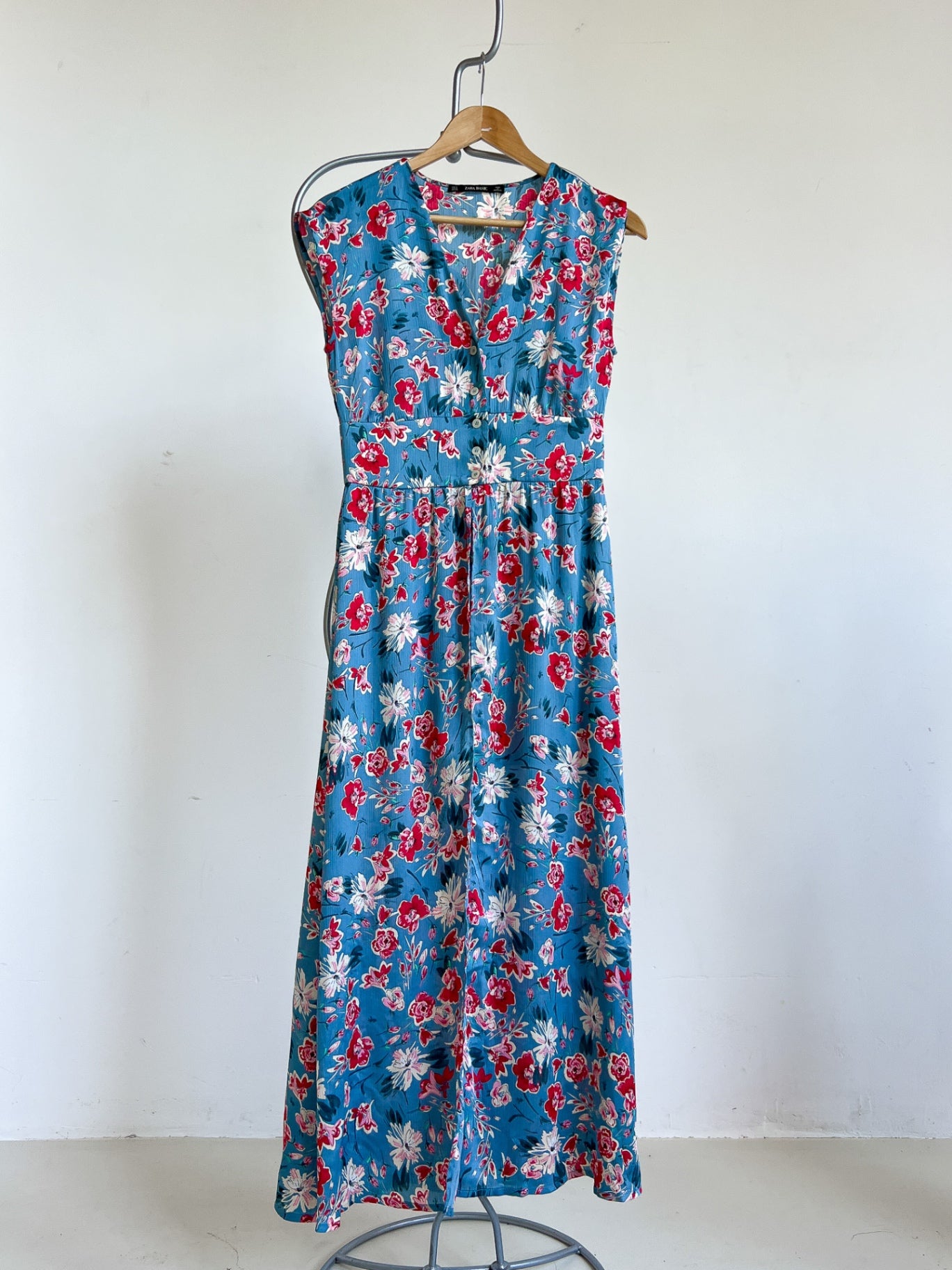 TALISSA - Dress Blue with red and white floral pattern - S