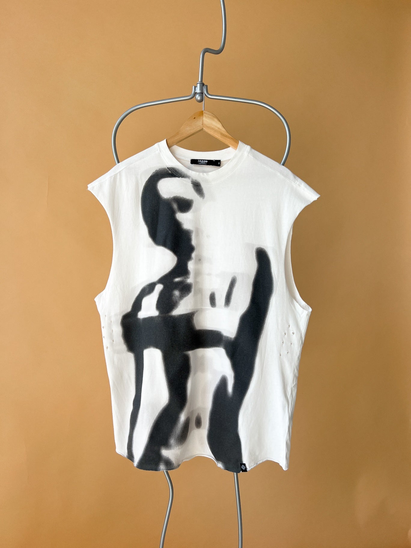 MARTHE - Jaded Tank Top S White with Black Print