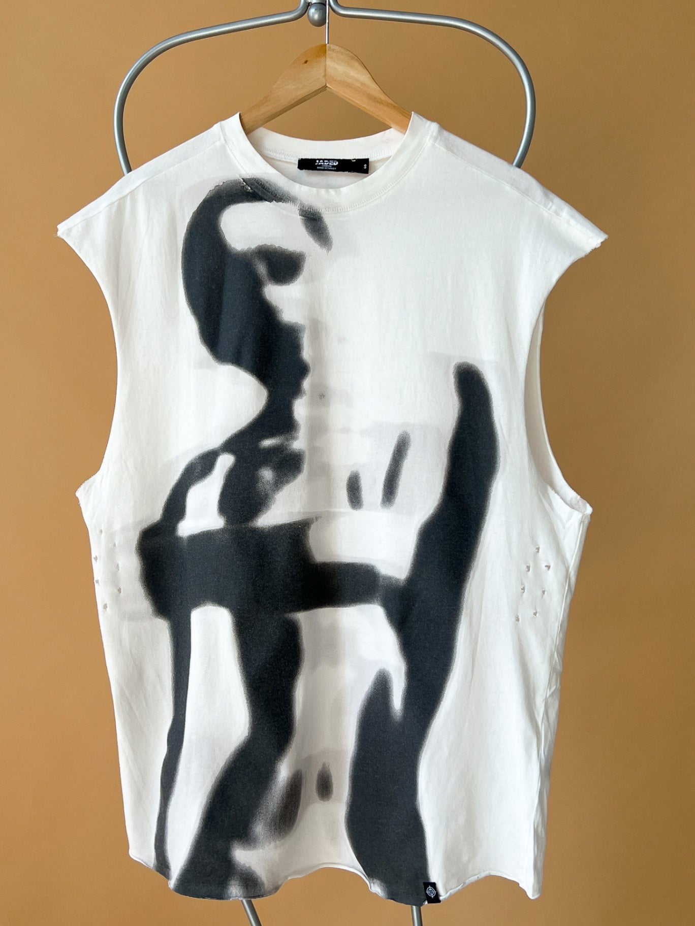 MARTHE - Jaded Tank Top S White with Black Print