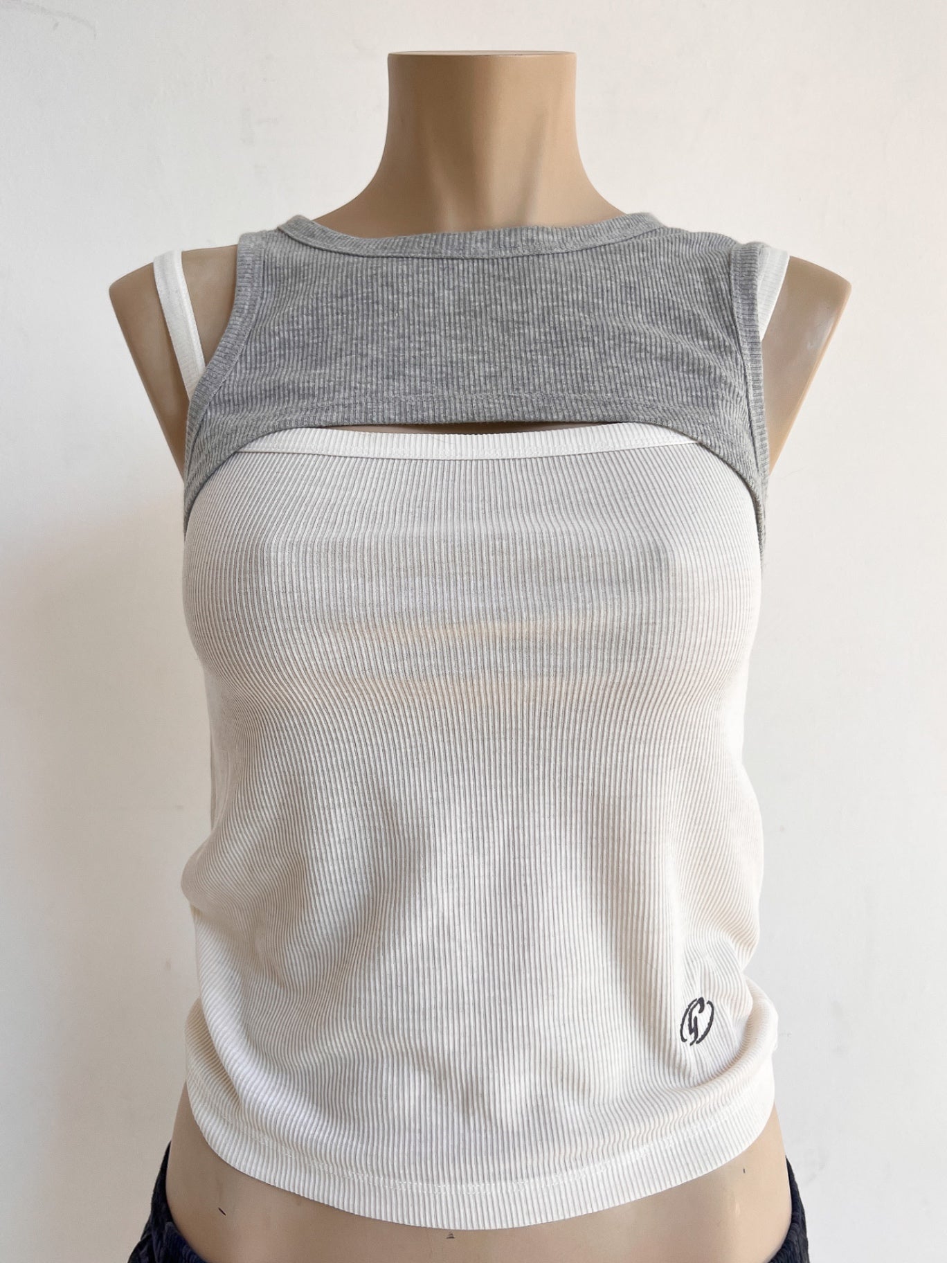 MARTHE - 8seconds Tank Top S White and Grey