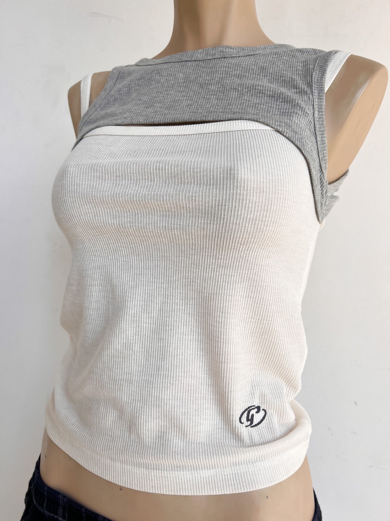 MARTHE - 8seconds Tank Top S White and Grey