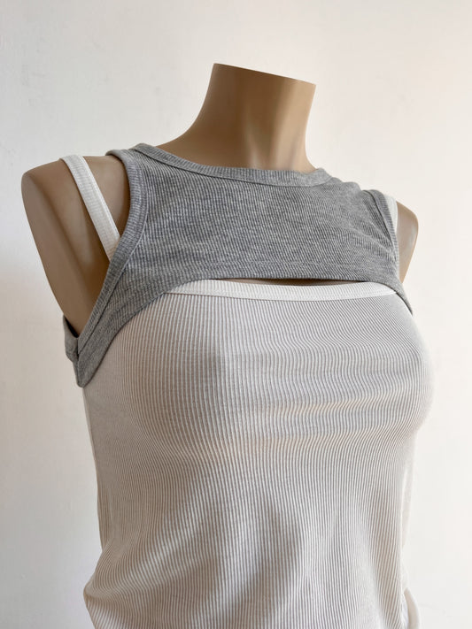 MARTHE - 8seconds Tank Top S White and Grey