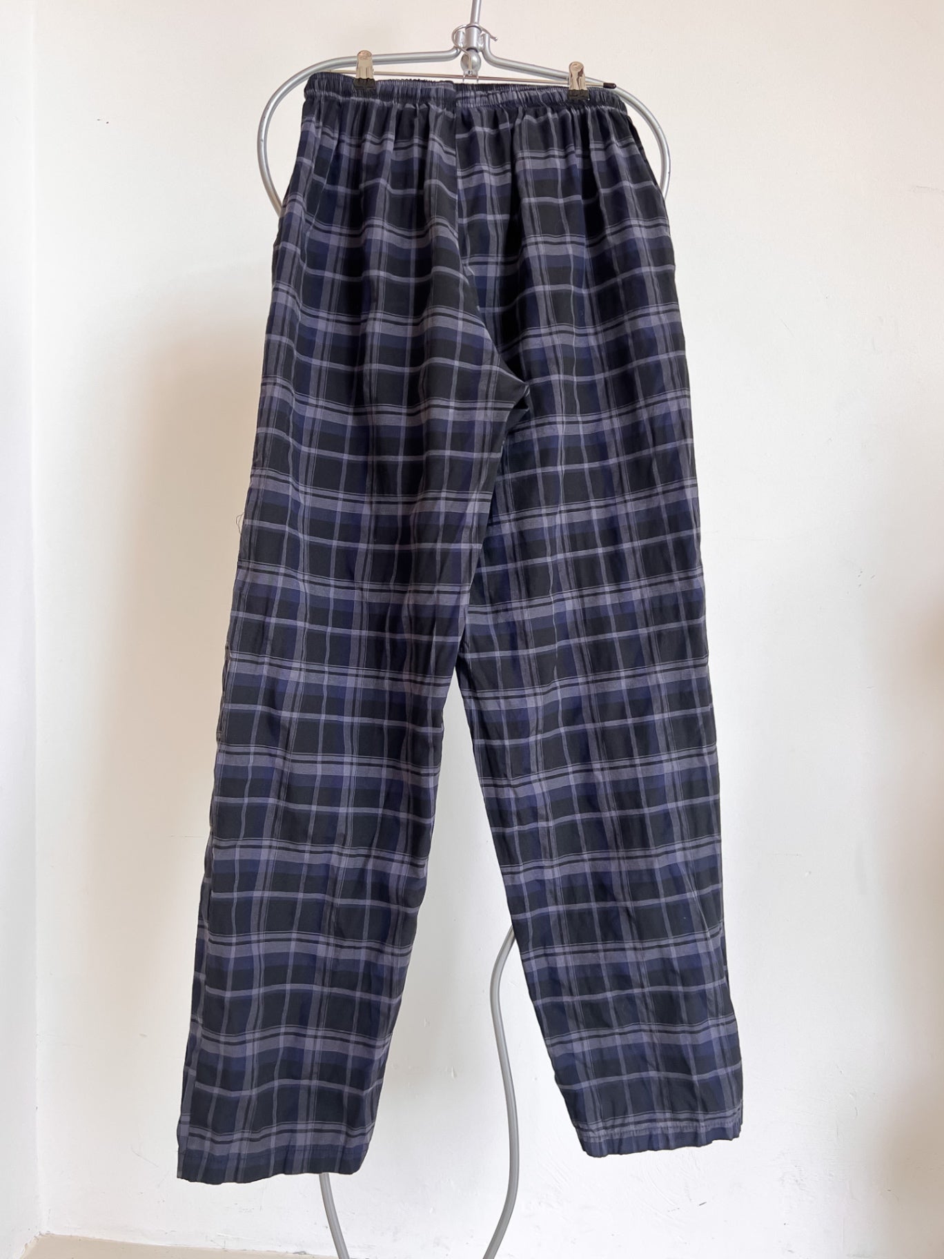 MARTHE - Pier One Pajama Pants L Blue and Gray Plaid