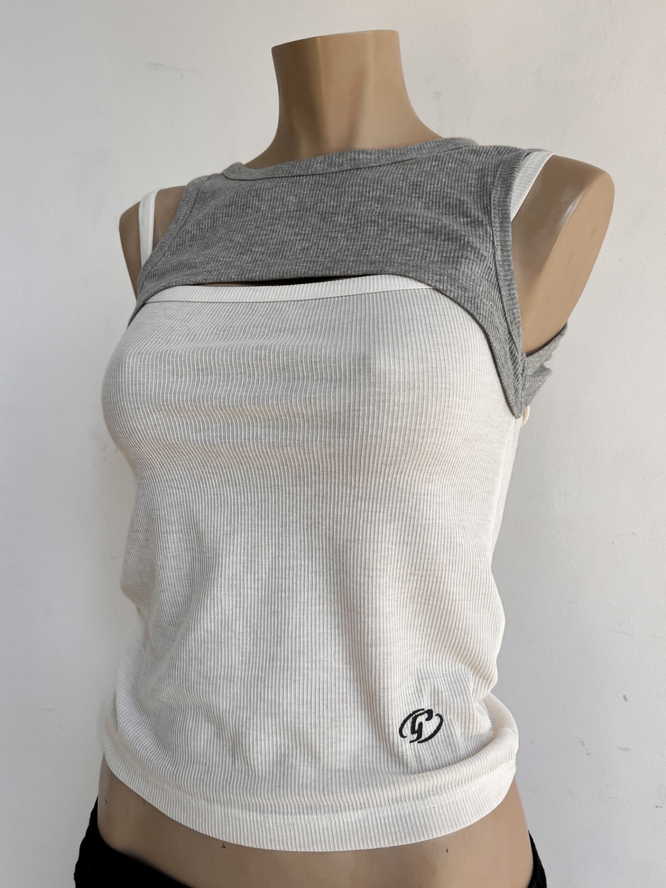 MARTHE - 8seconds Tank Top S White and Grey