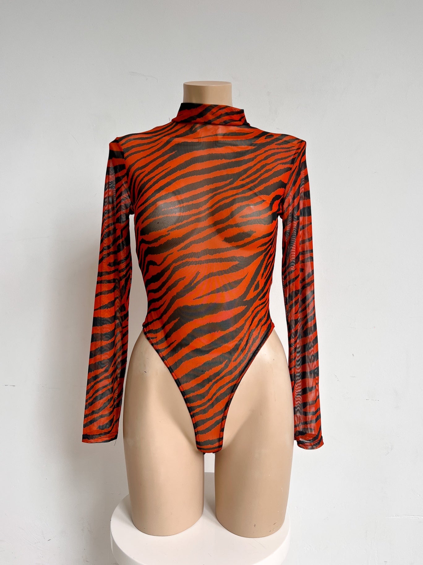 MARTHE - Missguided Bodysuit 8 Orange and Black Zebra