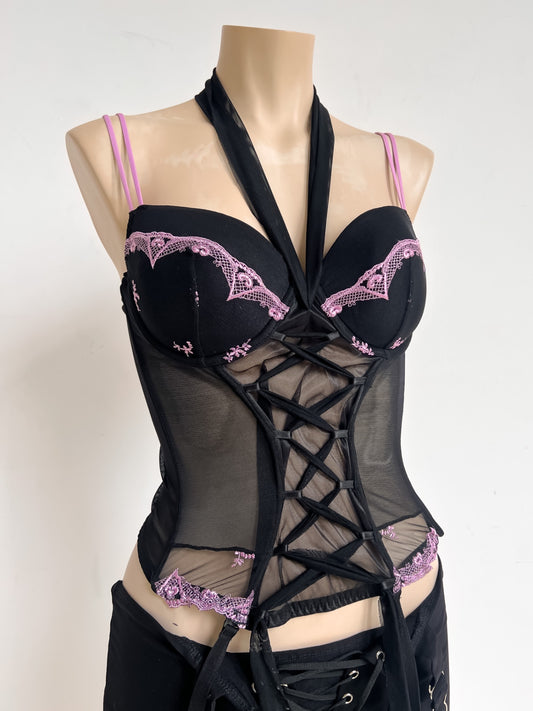 MARTHE - Vintage Corset L Black