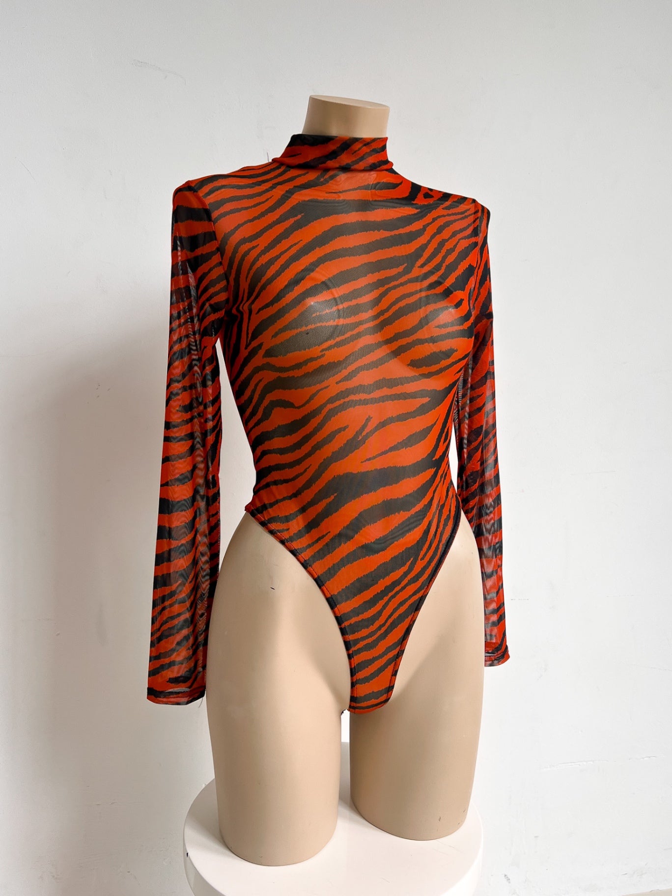 MARTHE - Missguided Bodysuit 8 Orange and Black Zebra