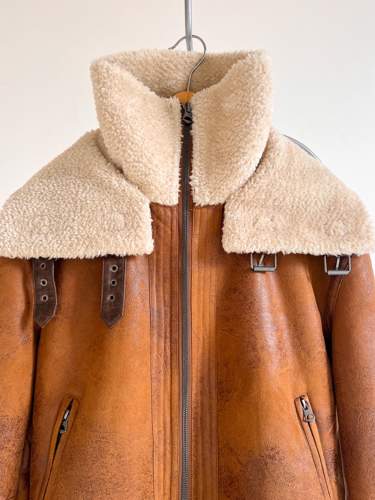 ZARA Men Shearling Jacket L Brown