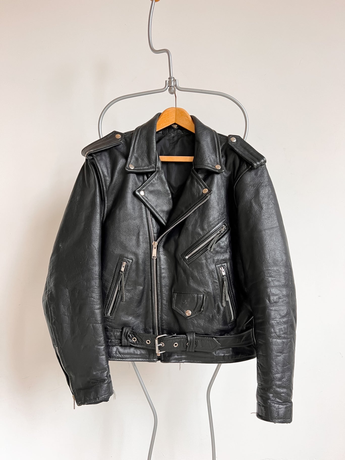 Vintage Biker Jacket M Black