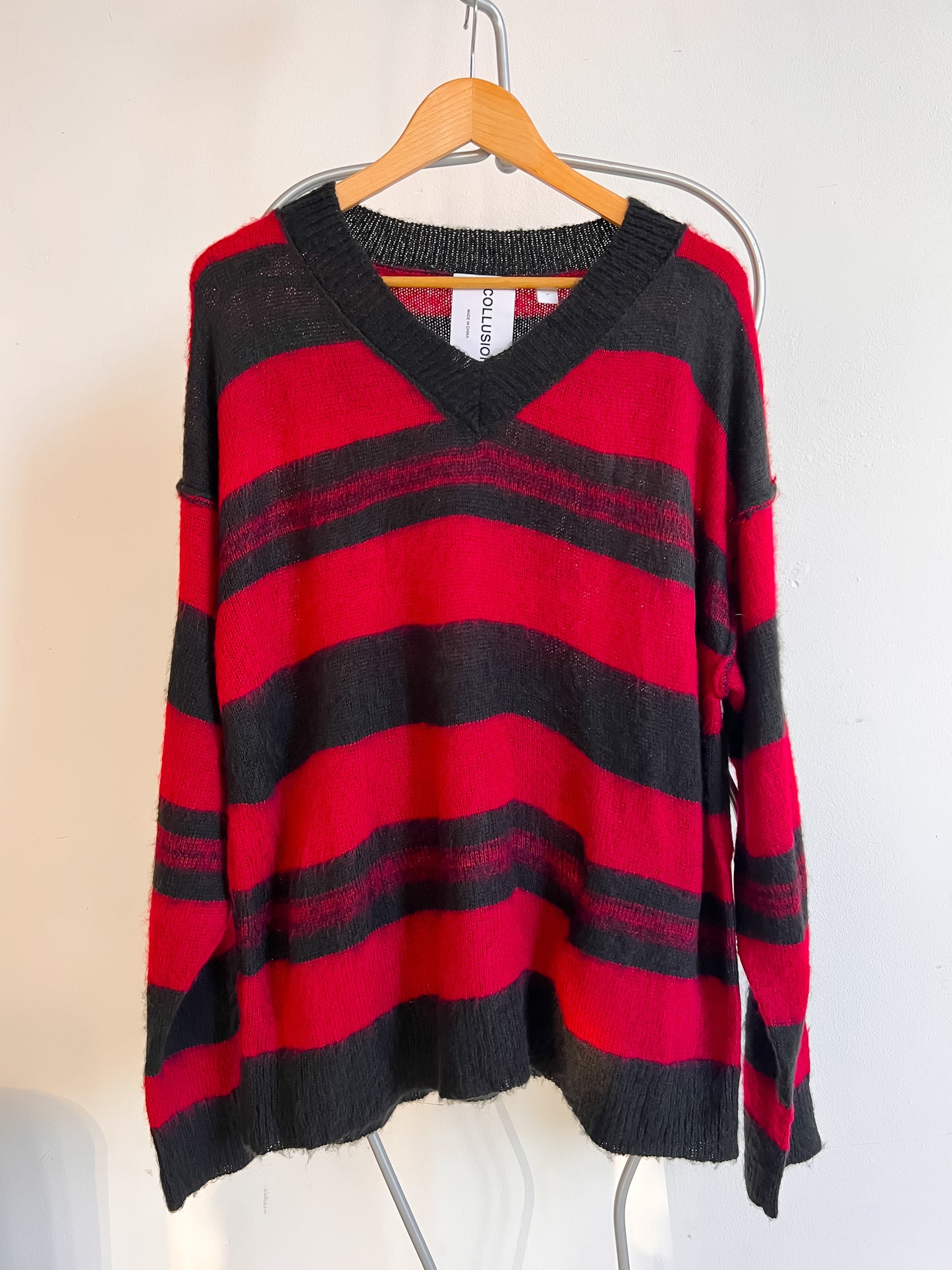 MARTHE - Striped black and red sweater