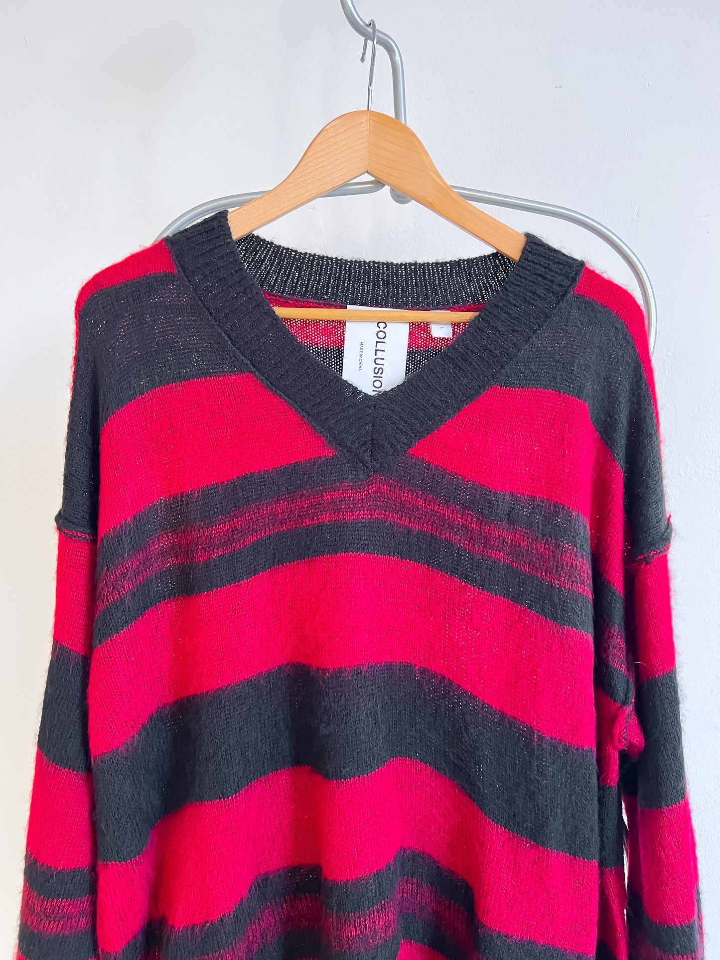 MARTHE - Striped black and red sweater