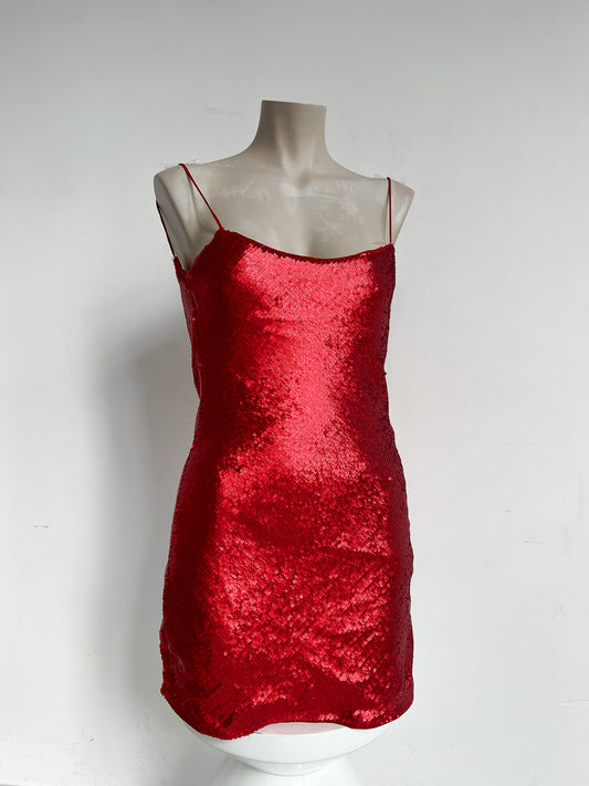 MARTHE - Red Glitter Dress - XS