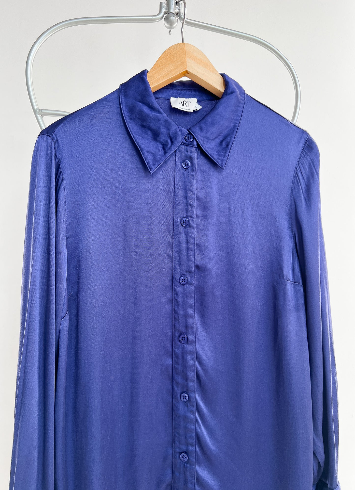 MARTHE - Silk-look blue blouse - M