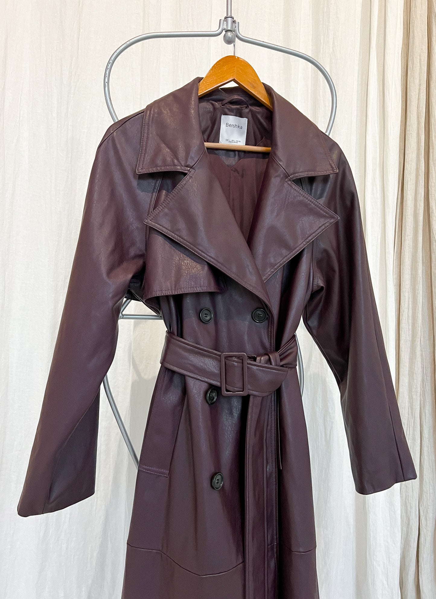 MARTHE - Faux Leather Trenchcoat - L