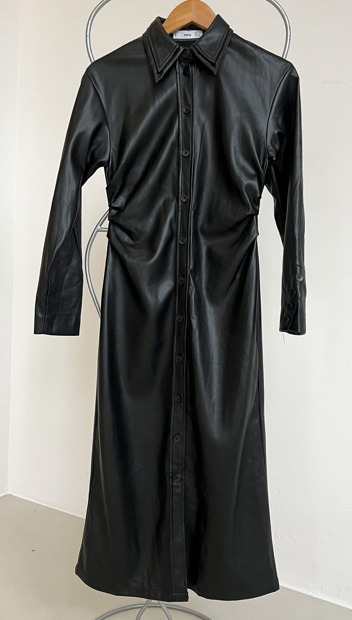 MARTHE - Faux Leather Longsleeve Dress - XXS