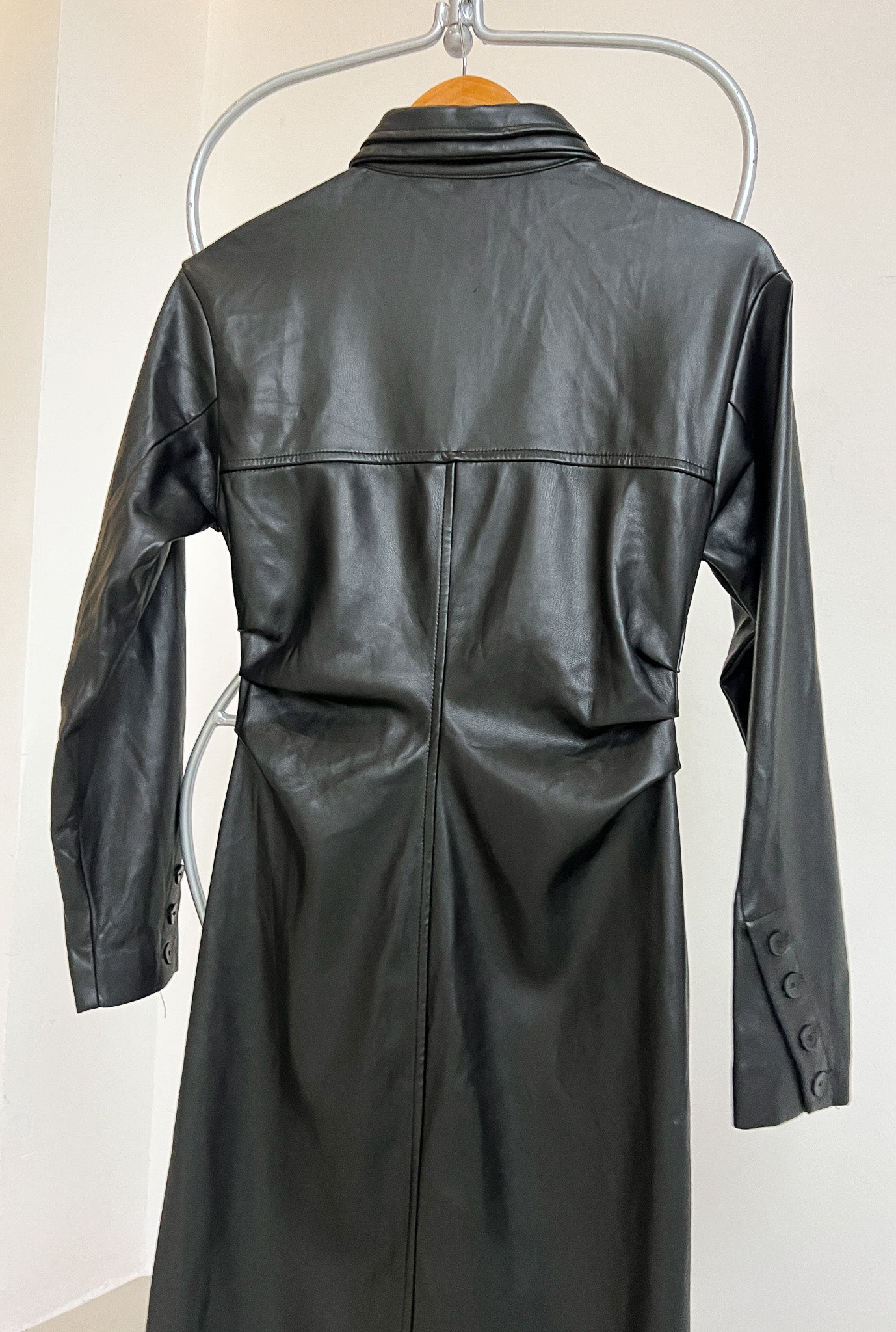 MARTHE - Faux Leather Longsleeve Dress - XXS