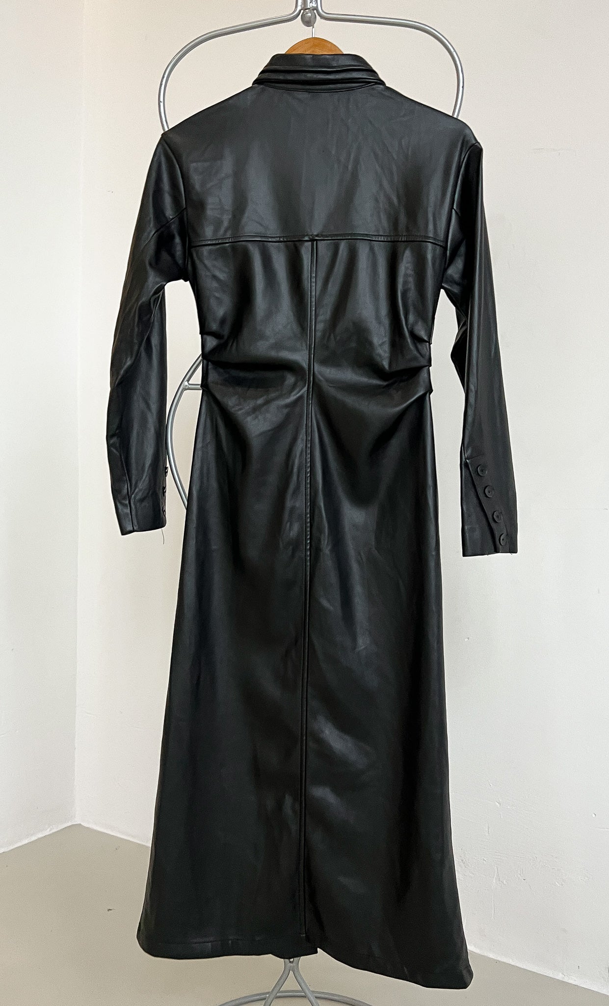 MARTHE - Faux Leather Longsleeve Dress - XXS