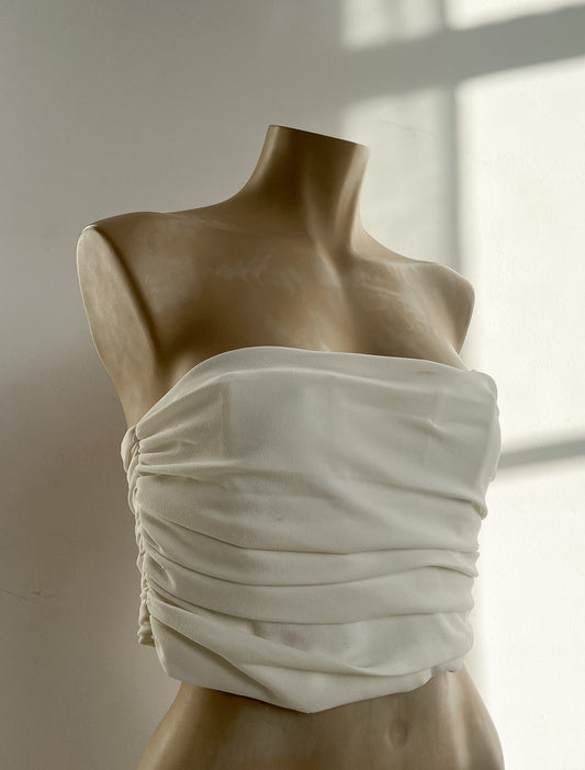 MARTHE - White Bandeau Top - S