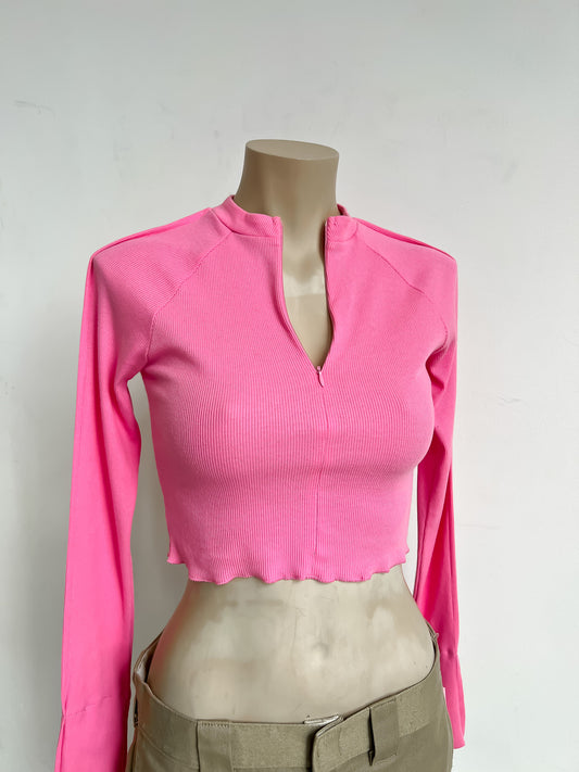 Cropped Pink Turtleneck - S