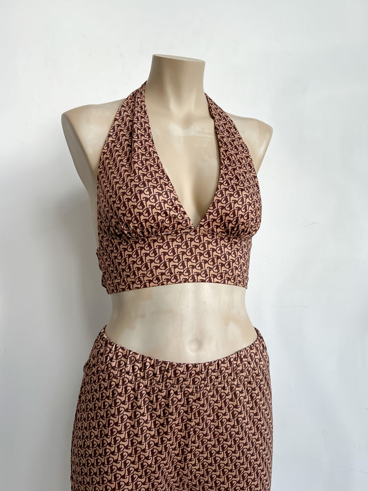 Brown Print Two-Piece - M