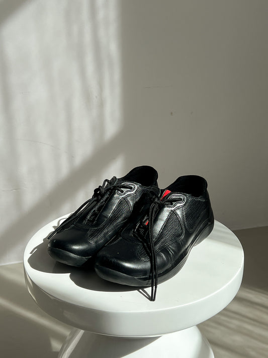 Vintage Prada America's Cup black leather sneakers - 39 1/2