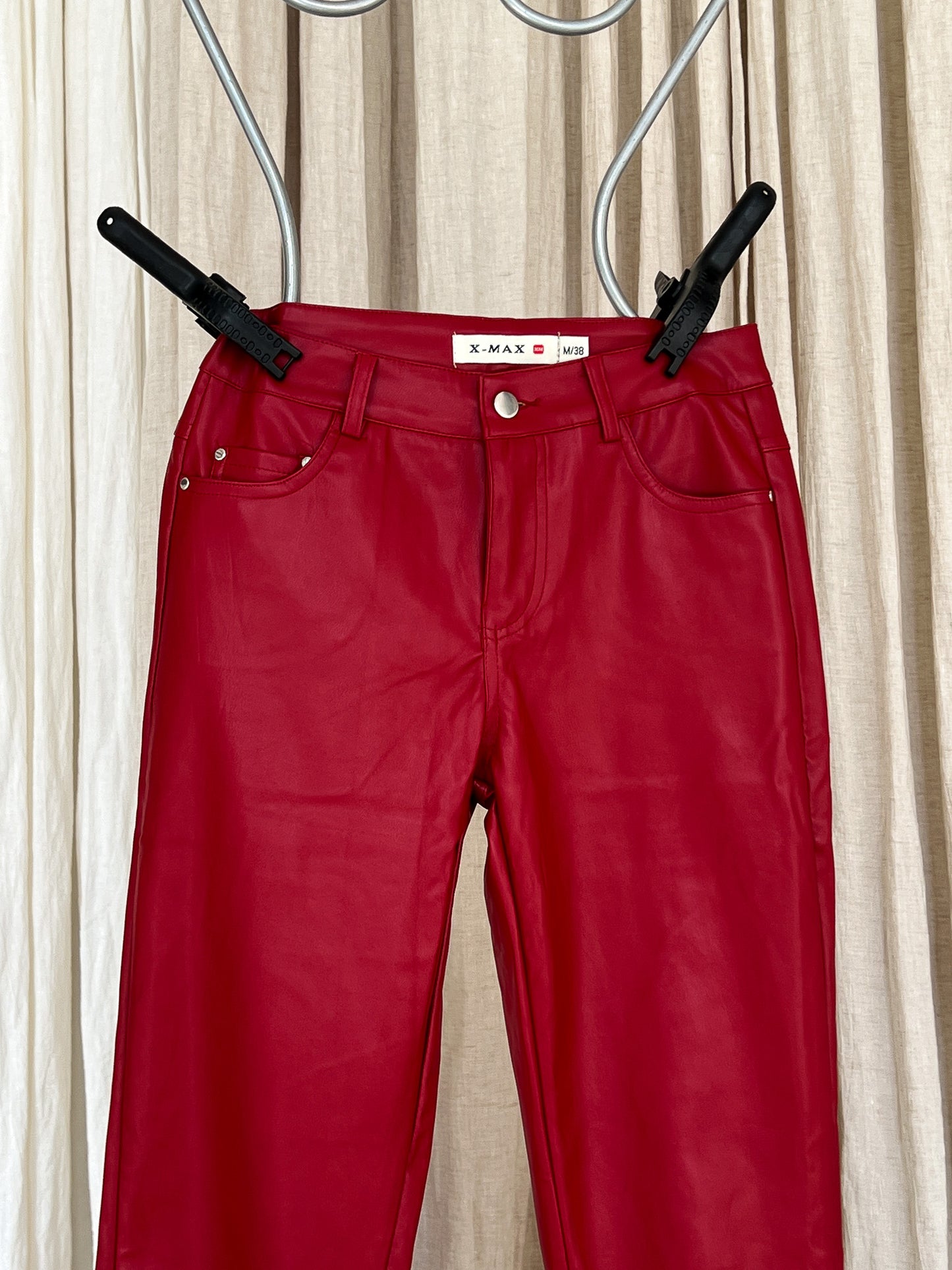 MARTHE - Red Faux Leather pants