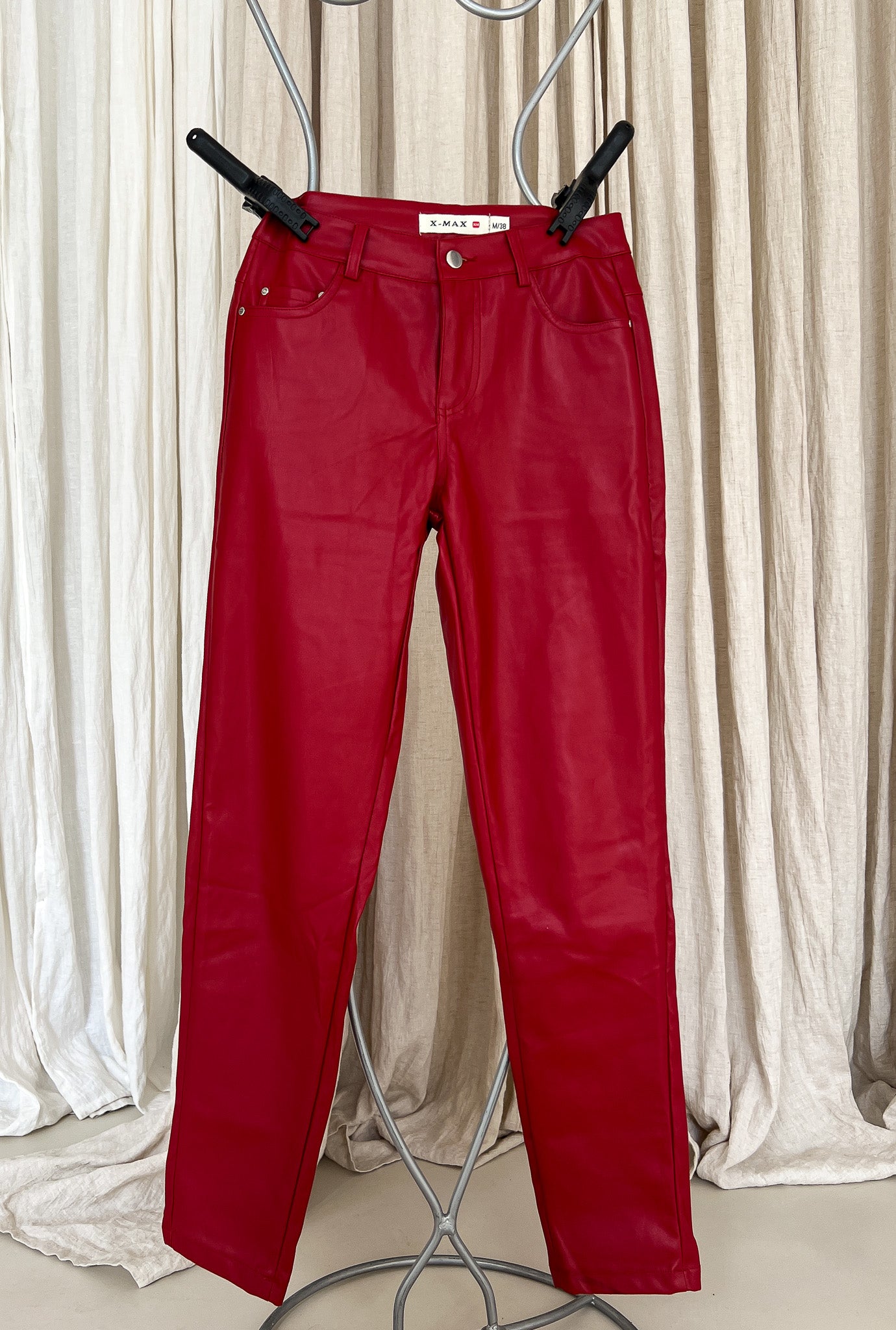 MARTHE - Red Faux Leather pants