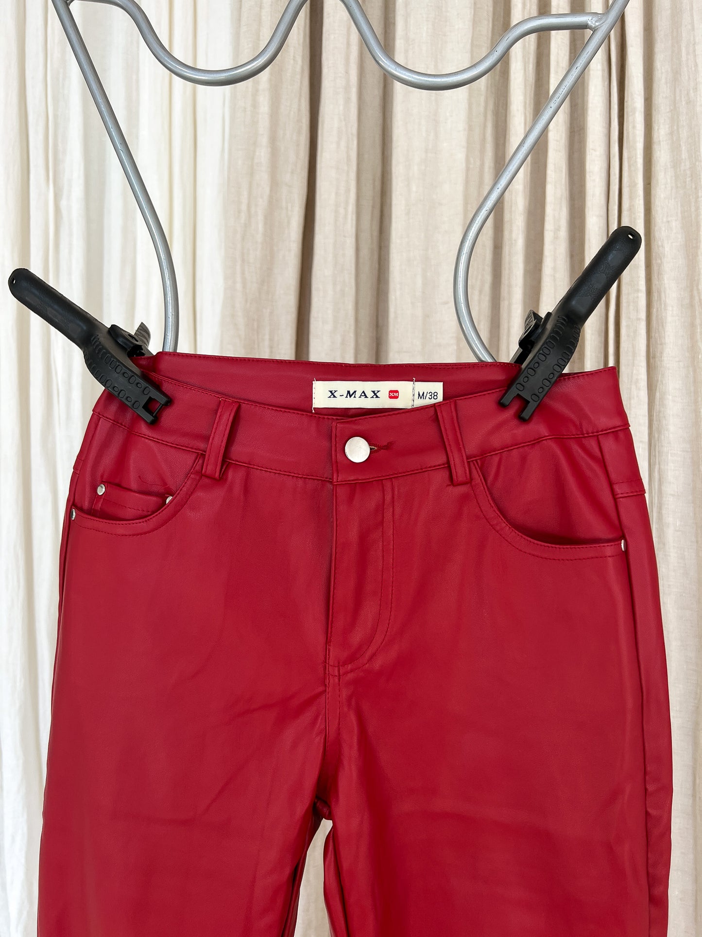 MARTHE - Red Faux Leather pants