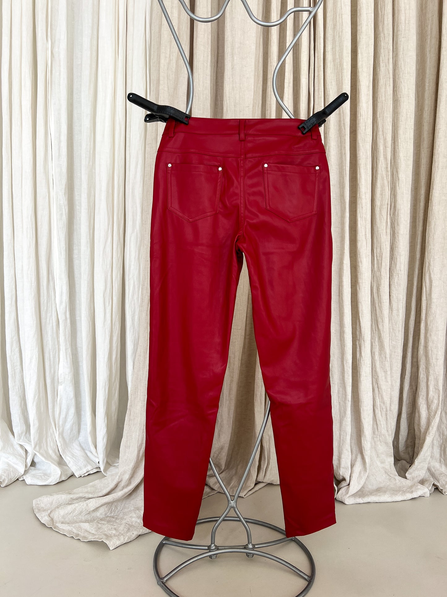 MARTHE - Red Faux Leather pants