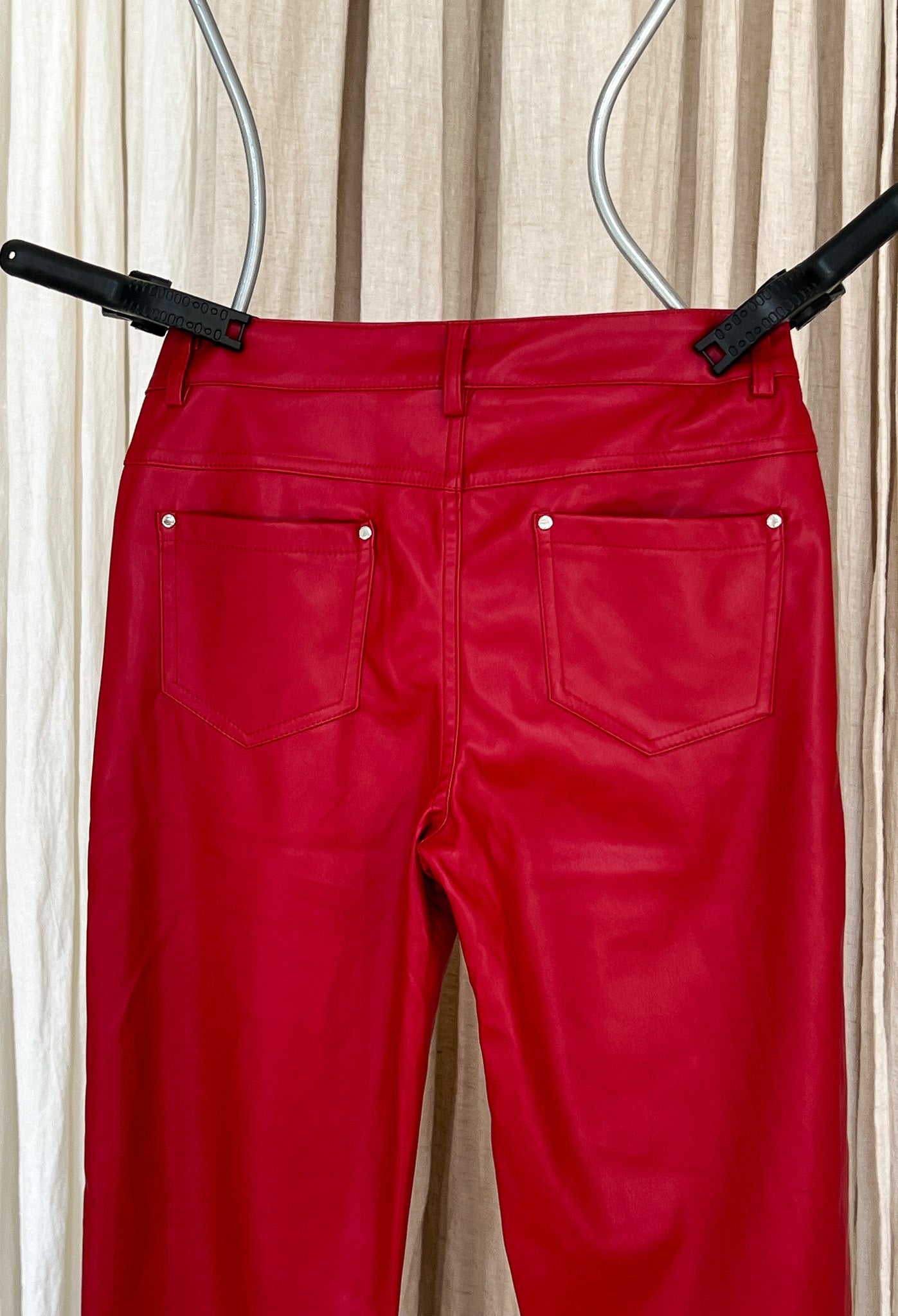 MARTHE - Red Faux Leather pants