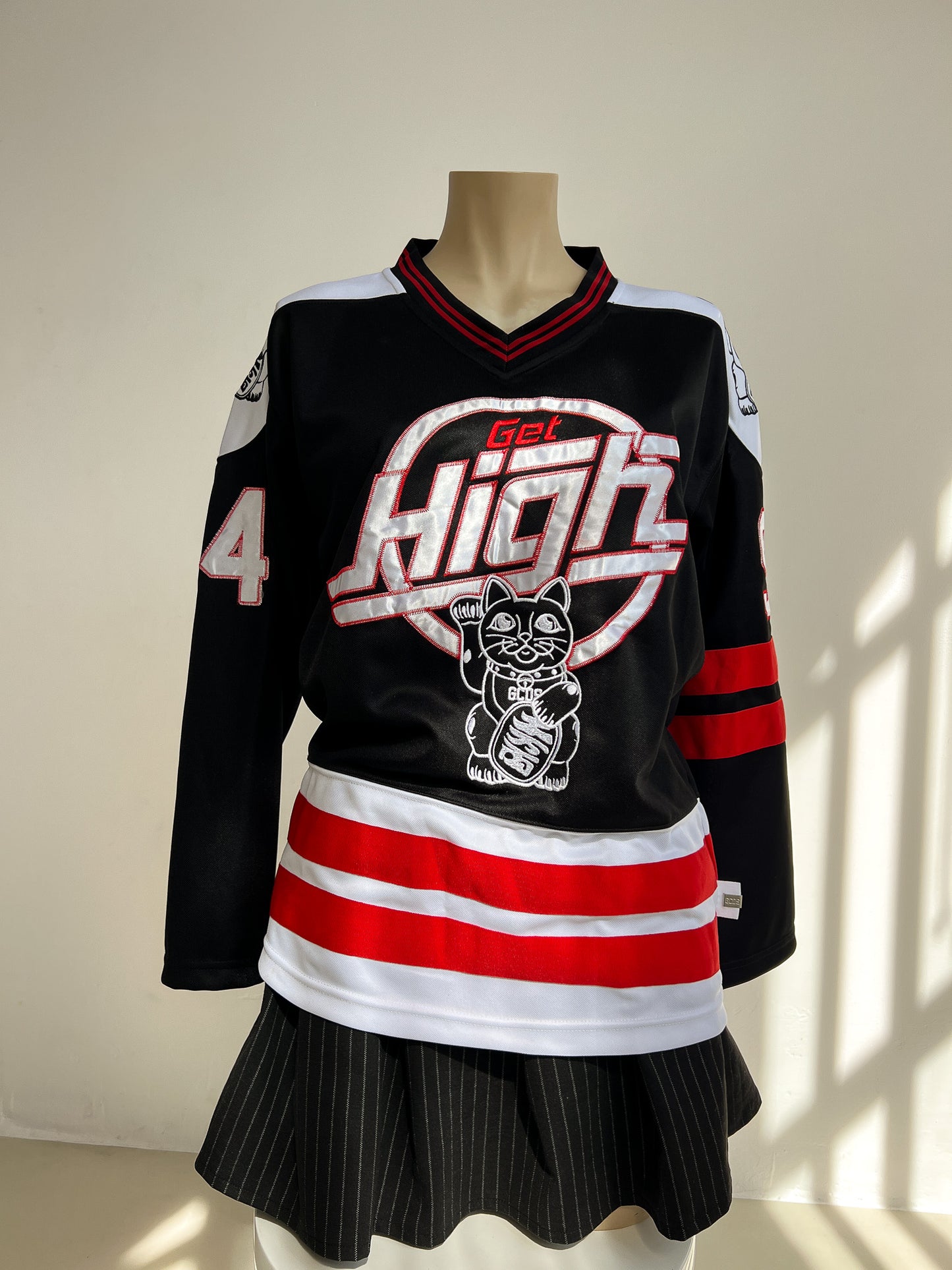 MARTHE - GCDS Patched Techno Satin Hockey Jersey In Black