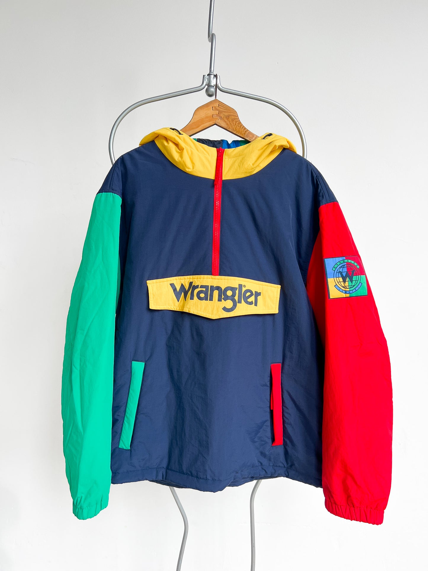 TIMI - Wrangler Windbreaker Popover Jacket Navy Multicolor Hoodie - L