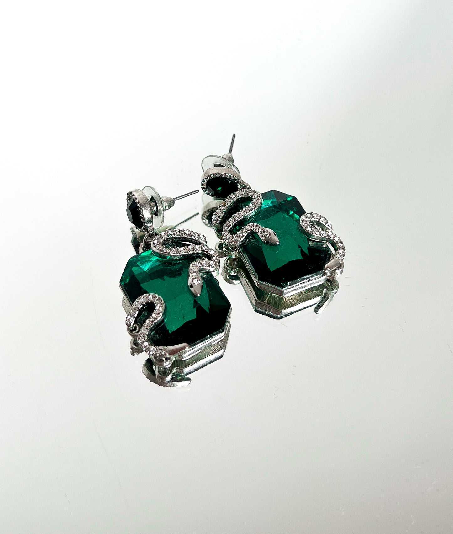 MARTHE - Snake green gem earrings