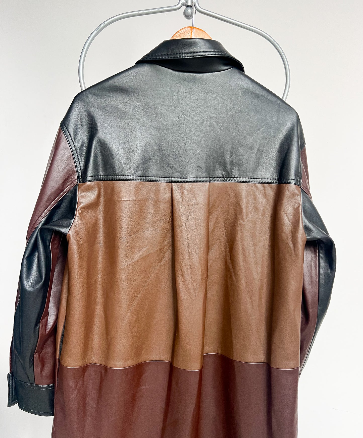 MARTHE - Brown Faux Leather Coat - M