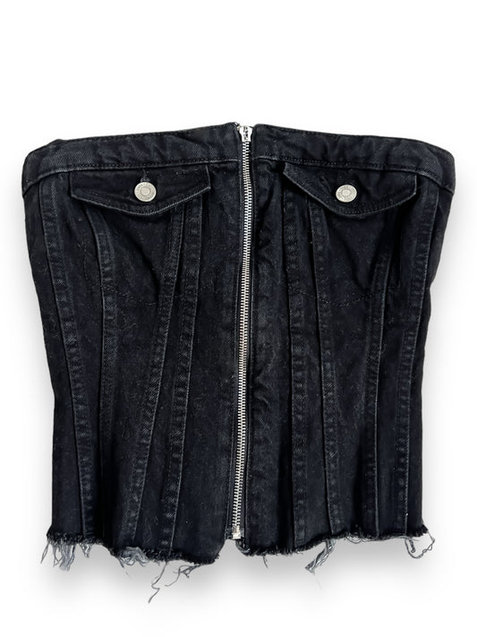 Dark Grey Denim Corset Top - XS