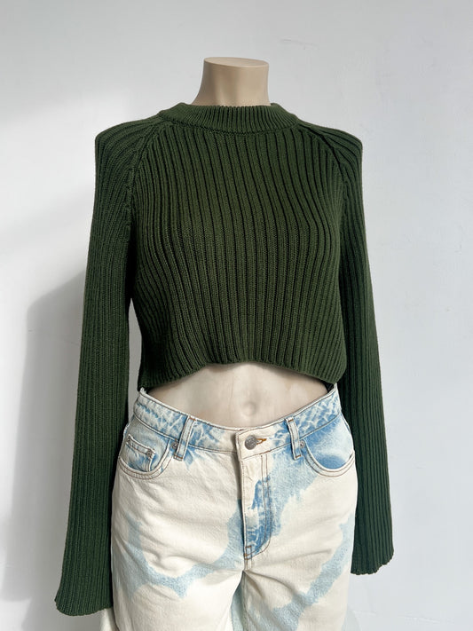 MARTHE - Green cropped sweater - L