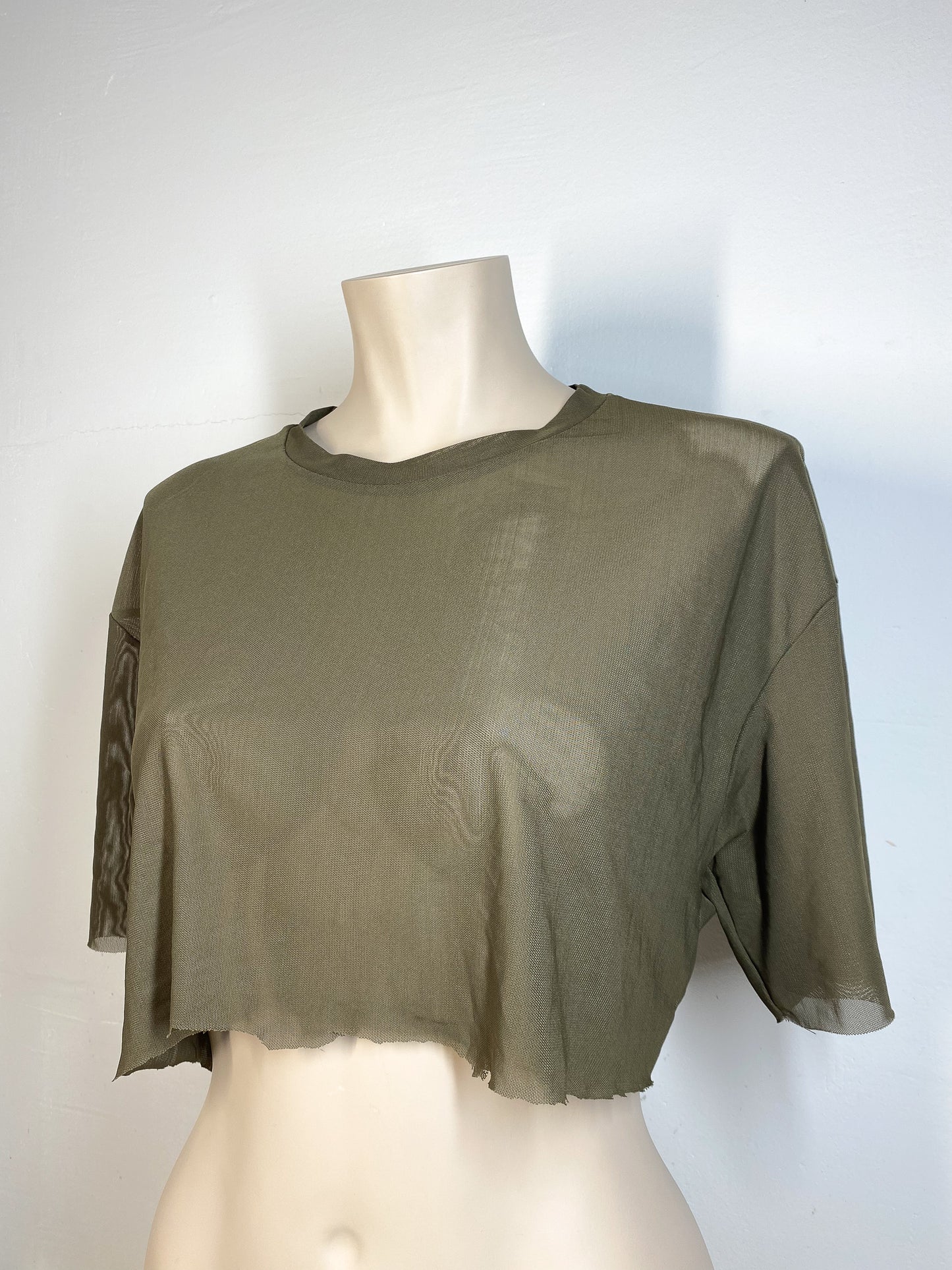 LIZZY - Green Mesh Top — M