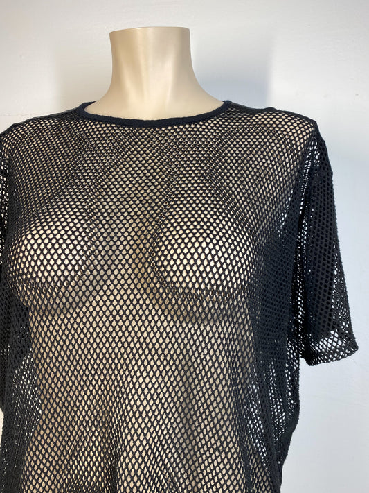 LIZZY - Black Fishnet Top — XS