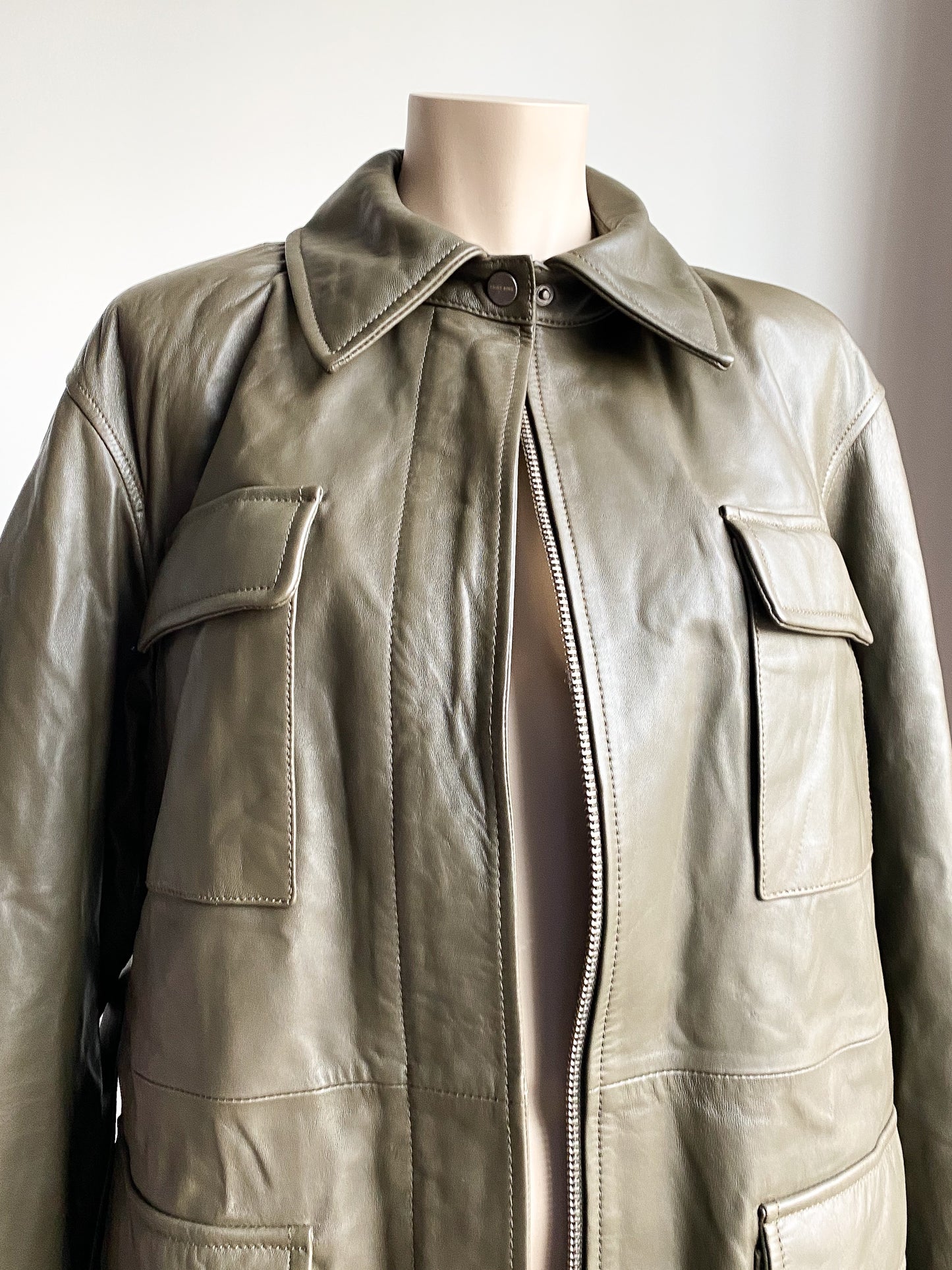 CHELSEY - Green Leather Jacket | Anine Bing — M