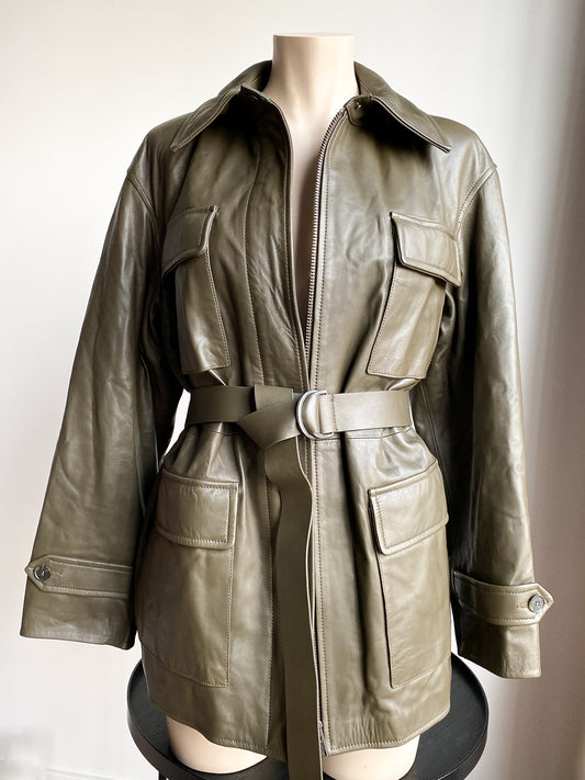 CHELSEY - Green Leather Jacket | Anine Bing — M