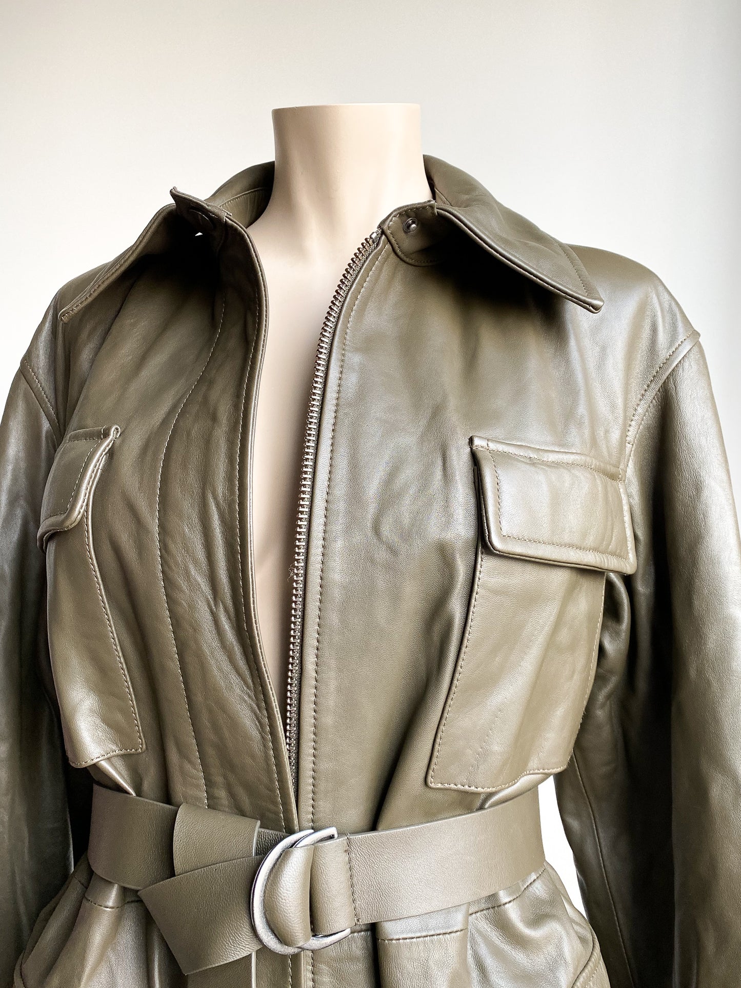 CHELSEY - Green Leather Jacket | Anine Bing — M