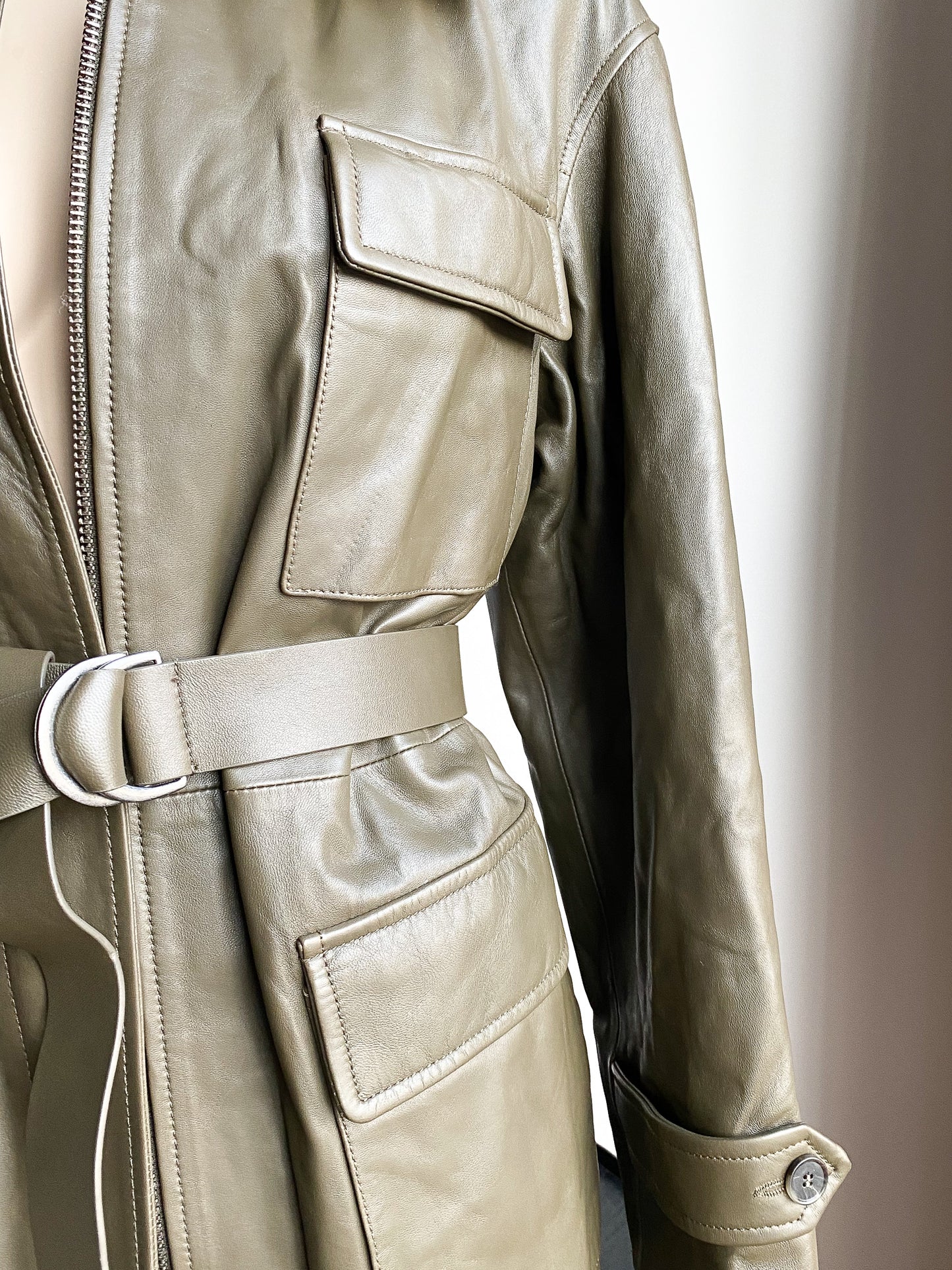 CHELSEY - Green Leather Jacket | Anine Bing — M