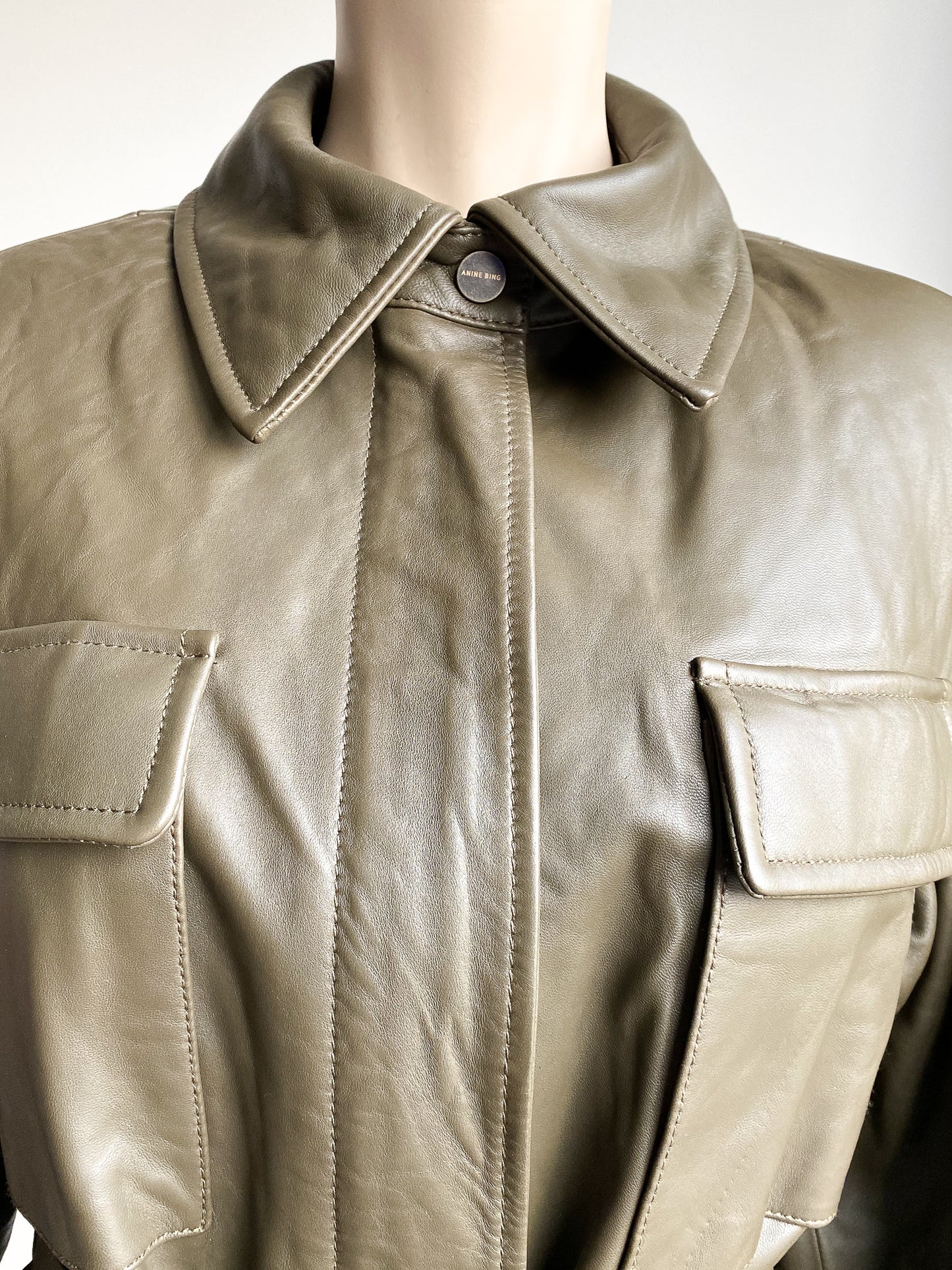 CHELSEY - Green Leather Jacket | Anine Bing — M