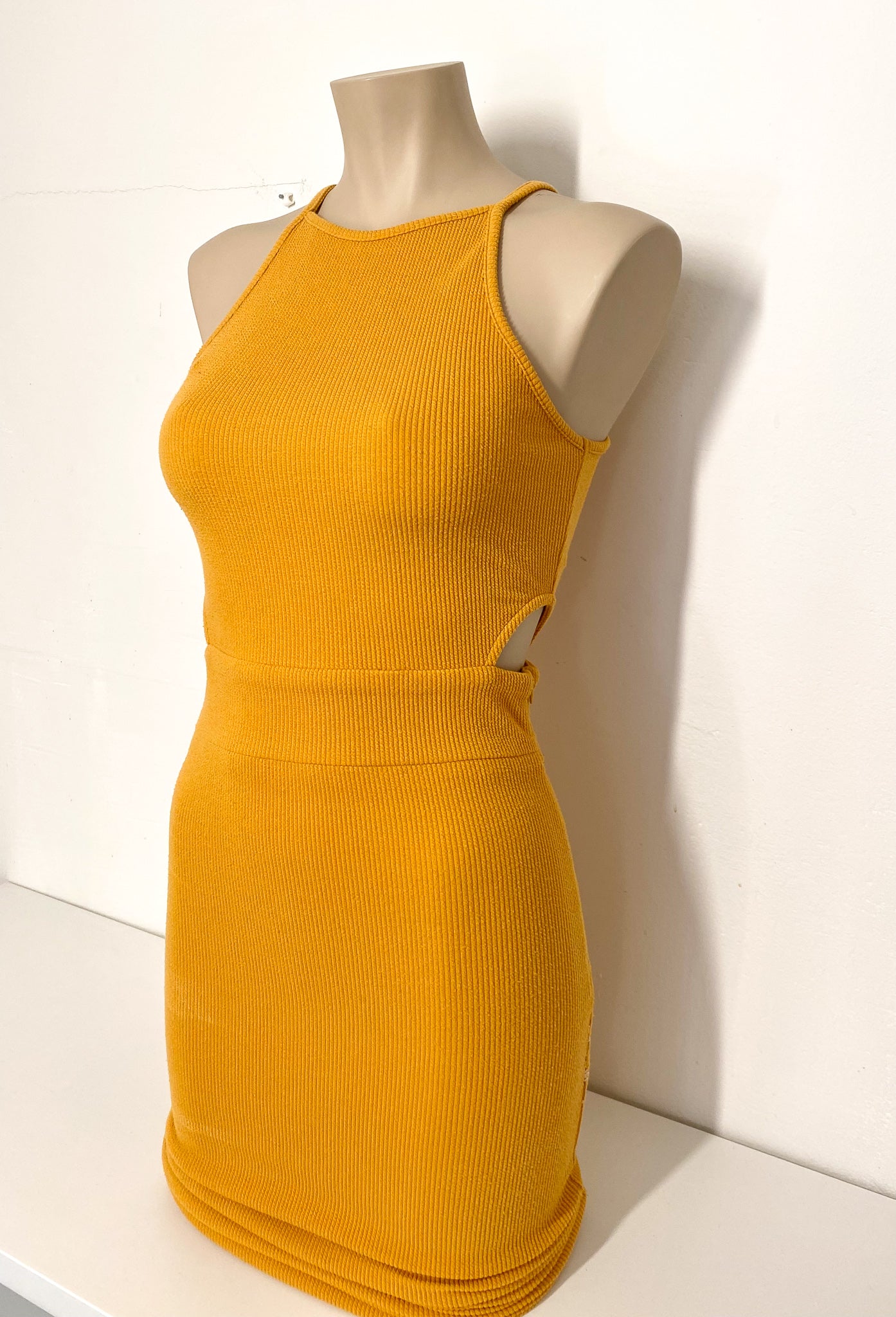 LIZZY - Yellow bodycon dress — S