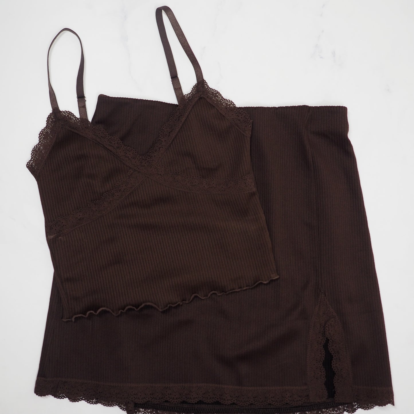 CECILIA - Brown lace set — S